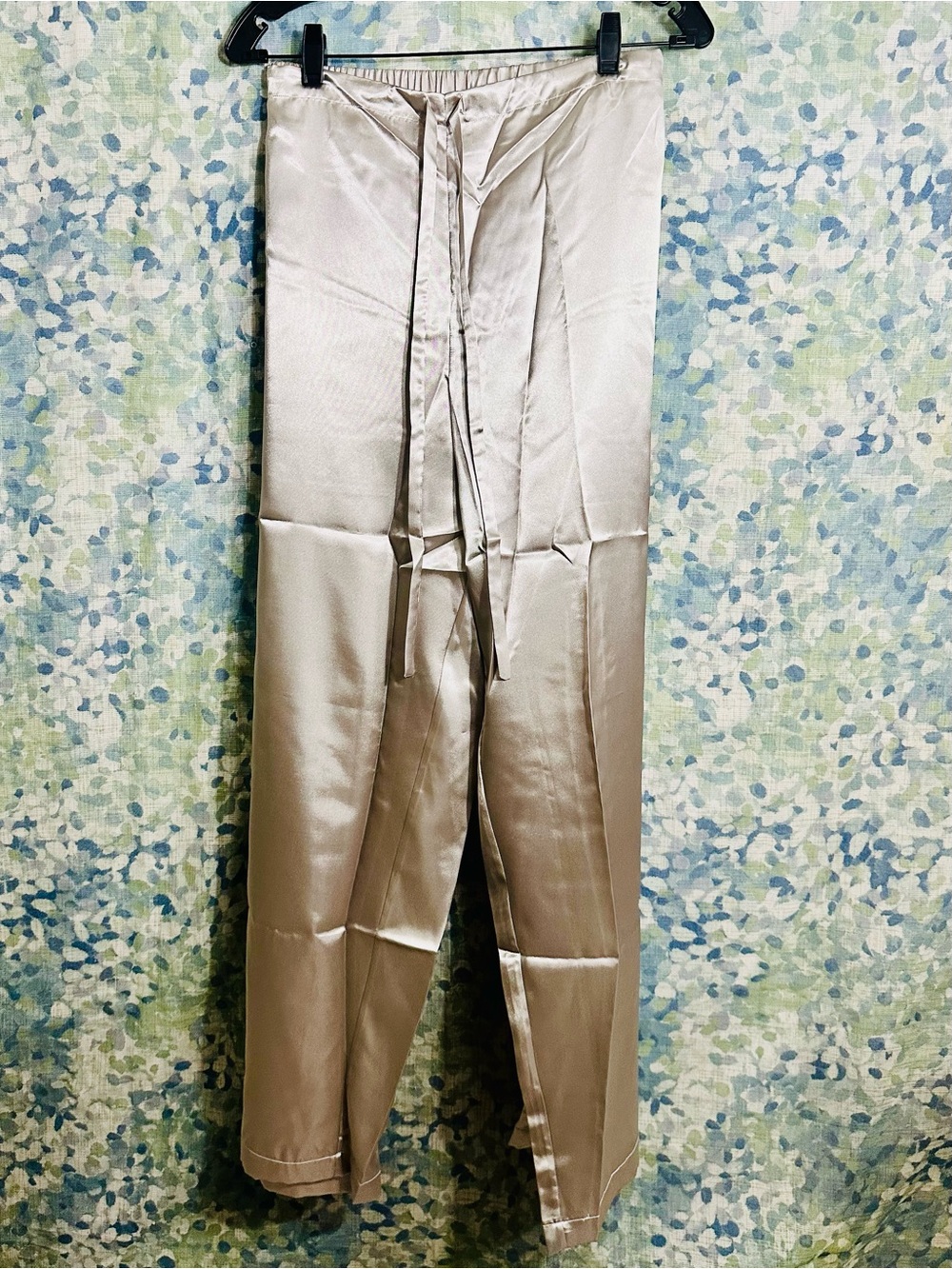 Terry Lewis Satin Pajama Set Metallic Ivory Lounge Set 3X NWT - Picture 4 of 4